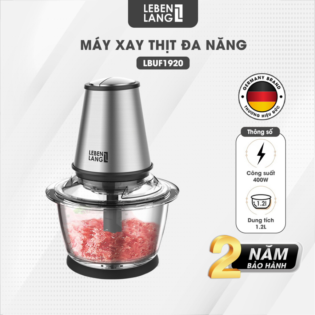 Máy xay thịt đa năng LEBENLANG cối thủy tinh, công suất 400W, dung tích 1200ml, bảo hành 2 năm – LBUF1920