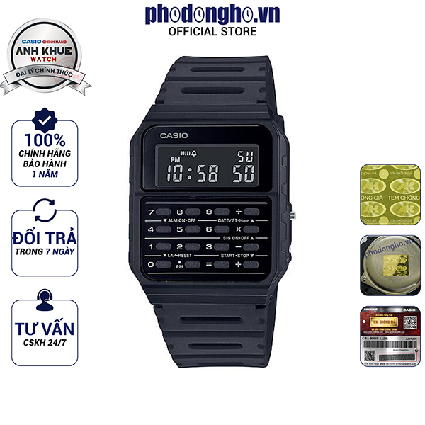 Đồng hồ nam dây nhựa Data Bank Casio Anh Khuê CA-53WF-1BDF