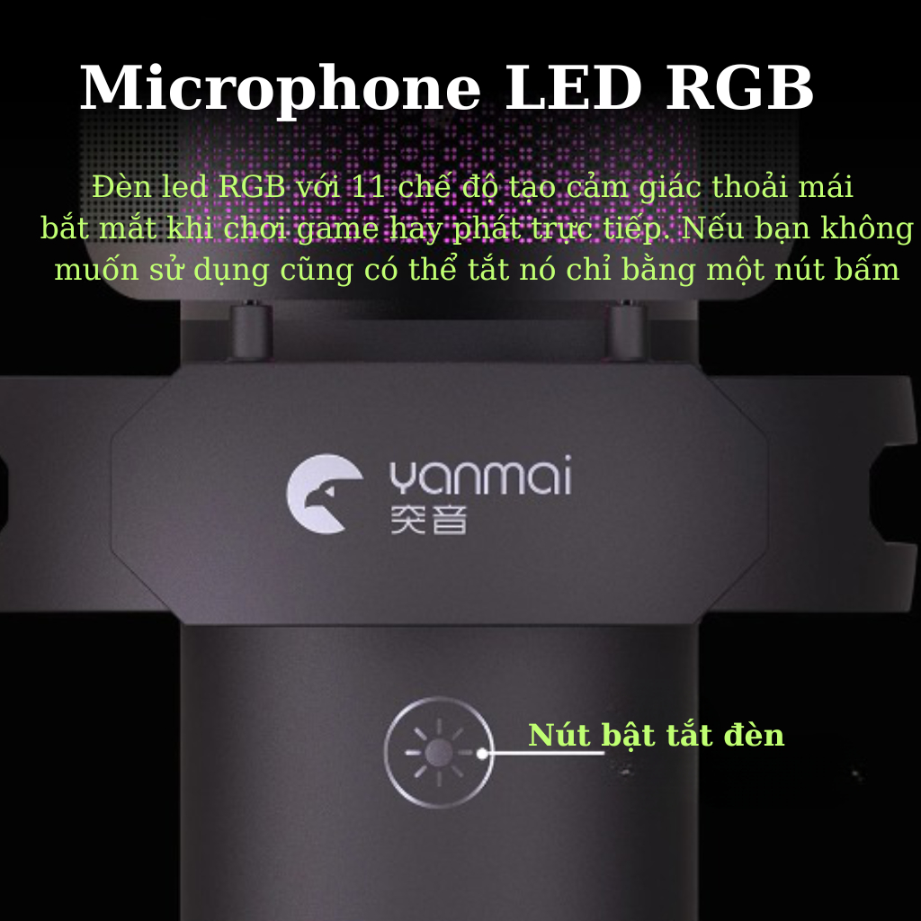 Mic thu âm GM7, Mic livestream có màng lọc tiếng ồn, lọc tạp âm, Micro sử dụng cho PC-Laptop-Điện thoại có đèn led