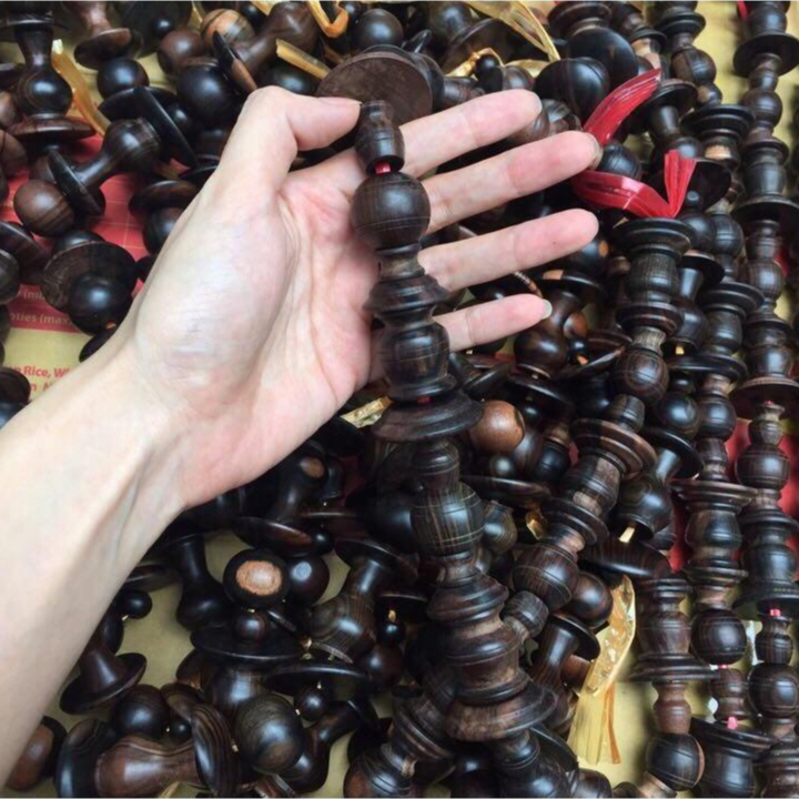 Bộ nậm khuyên trang trí lồng khuyên hàng gỗ mun