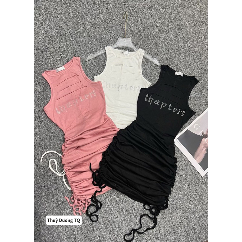 Đầm body khoét ngực rút dây