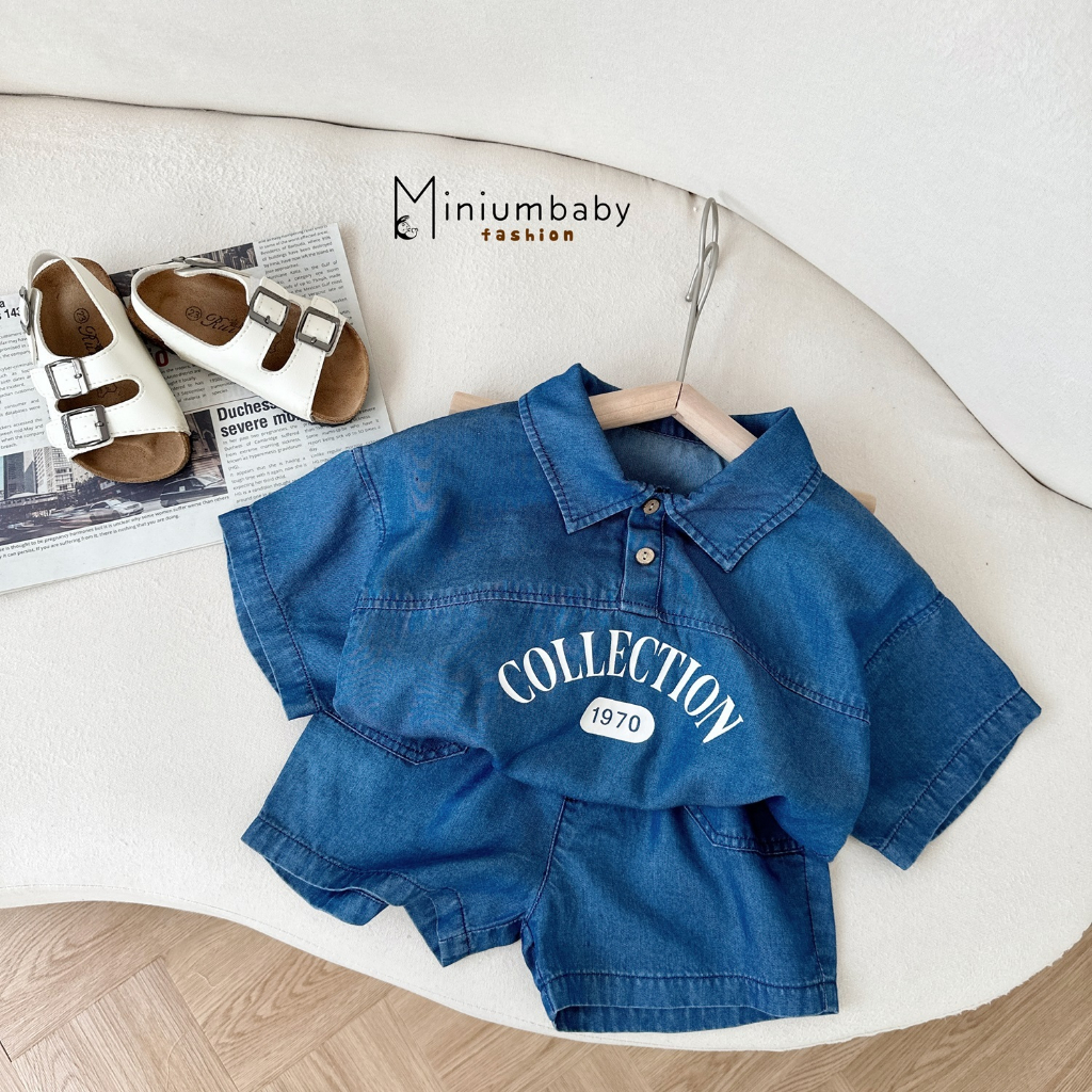 Set quần áo polo cộc tay cho bé trai,bé gái Miniumbaby, chất liệu cotton thoáng mát - SB1630