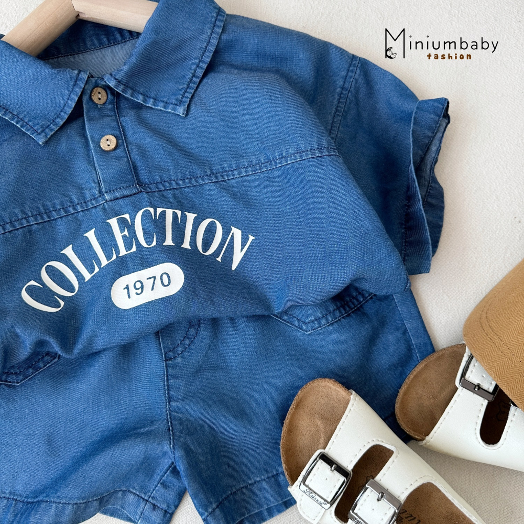 Set quần áo polo cộc tay cho bé trai,bé gái Miniumbaby, chất liệu cotton thoáng mát - SB1630
