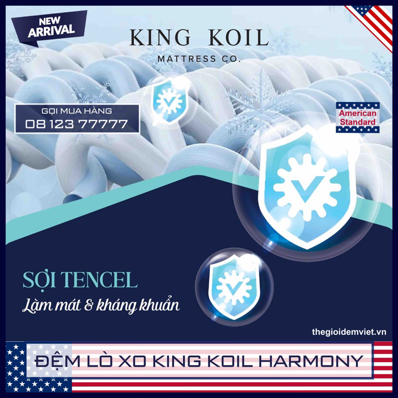 [FREE SHIP] ĐỆM LÒ XO KINGKOIL HARMONY - Dày 25cm - Hàng Chính Hãng