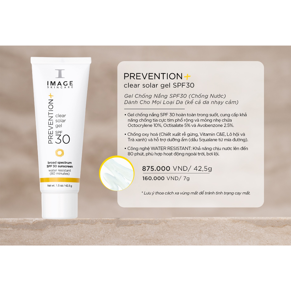 Kem Chống Nắng Chống Trôi-Thấm Nước Dành Cho Mọi Loại Da IMAGE Skincare PREVENTION+ Solar Clear Gel SPF30 (7g)