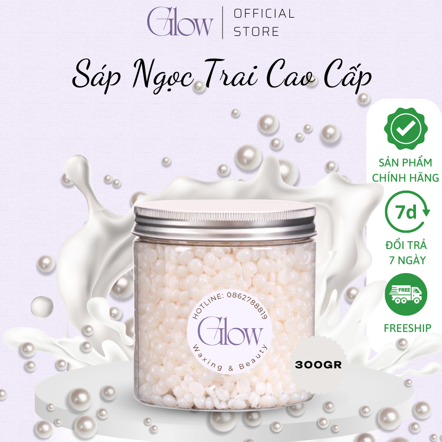 Sáp Wax Lông Ngọc Trai Siêu Bám Lông Dùng Được Cho Da Nhạy Cảm GLOW WAXING Tặng Kèm Que Gỗ Phết Sáp Wax Lông
