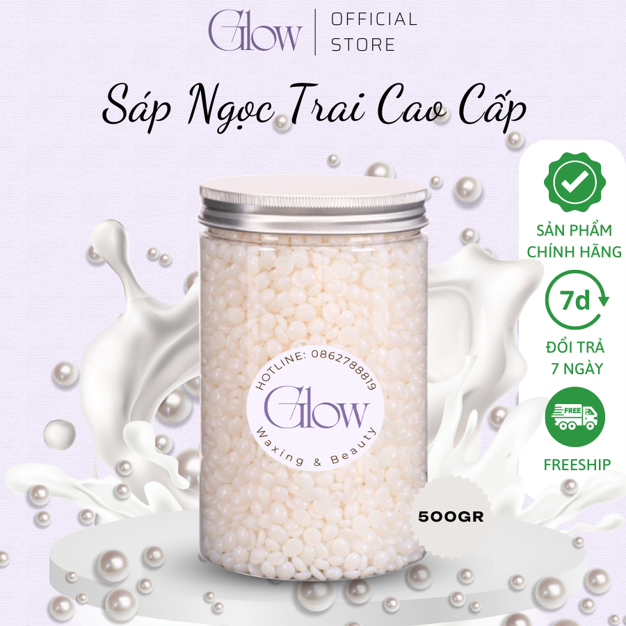 Sáp Wax Lông Ngọc Trai Siêu Bám Lông Dùng Được Cho Da Nhạy Cảm GLOW WAXING Tặng Kèm Que Gỗ Phết Sáp Wax Lông