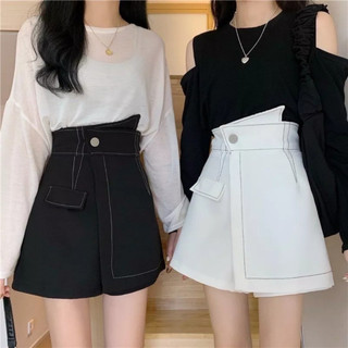 Quần giả váy đai cao viền chỉ nổi xinh hình thât vv1