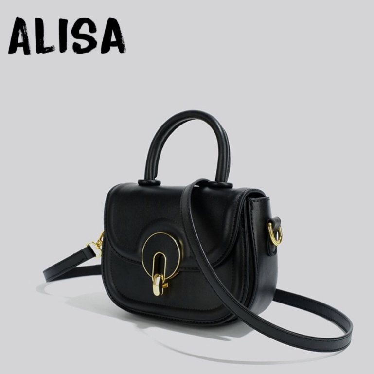 Túi nữ quai xách, dây đeo chéo, khóa tròn kim loại phối da lạ mắt SL108