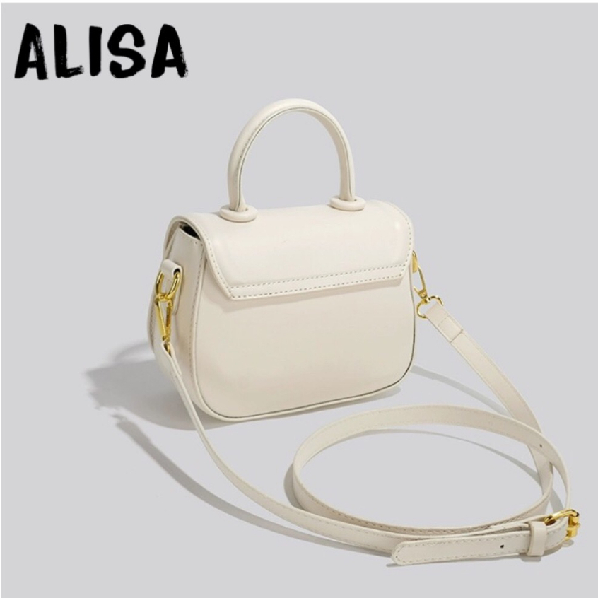 Túi nữ quai xách, dây đeo chéo, khóa tròn kim loại phối da lạ mắt SL108