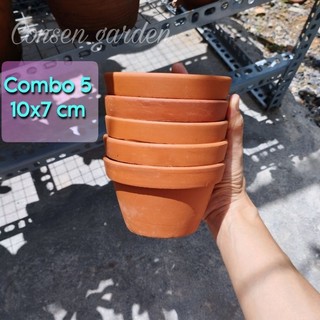 Combo 5 chậu đất nung lùn 10 x 7 cm