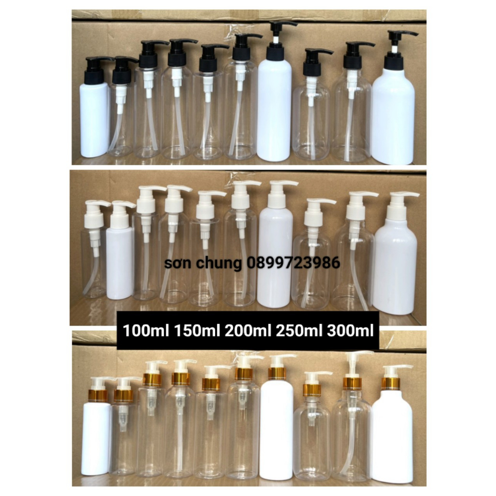 Chai Nhựa Pet Vòi Nhấn 100ml/150ml/200ml/250ml/300ml Chiết Mỹ Phẩm (mỏ vịt)