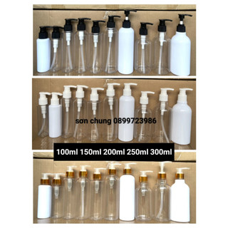 Chai nhựa pet vòi nhấn 100ml/150ml/200ml/250ml/300ml chiết mỹ phẩm