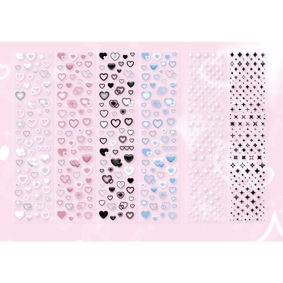 [Dreaming.Paste] Sticker cuộn 30 - 35cm trái tim, lấp lánh bling bling - Sticker trang trí toploader