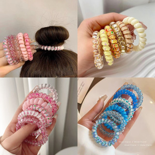 Beautycoco🍊set 6 dây buộc tóc lò xo co giãn tốt phong cách hàn quốc dành cho nữ,dây buộc tóc màu kem phong cách hàn quốc cho nữ