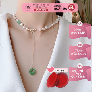 Vòng Đeo Cổ Ngọc Trai 7ly Mix Đá Xanh Sang Trọng, Tinh Tế Cho Nàng - Ngọc Trai Trường Thịnh