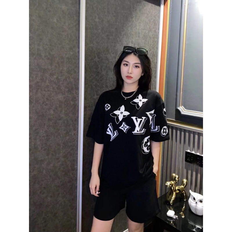 Áo Thun LV Mix Chữ In nhiệt Form Unisex 100% cotton - Hàng Full Bọc Tag