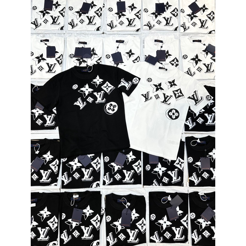 Áo Thun LV Mix Chữ In nhiệt Form Unisex 100% cotton - Hàng Full Bọc Tag
