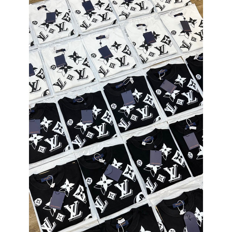 Áo Thun LV Mix Chữ In nhiệt Form Unisex 100% cotton - Hàng Full Bọc Tag