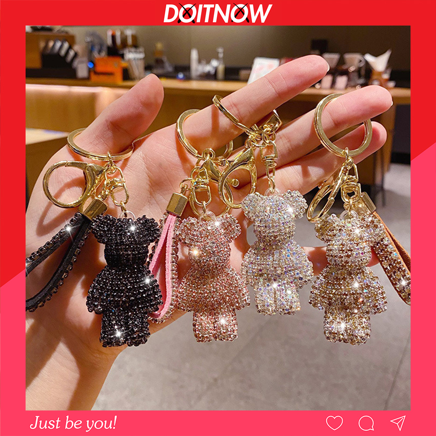Móc Khóa đính đá Cao Cấp, Móc Khóa Phụ Kiện Túi Xách Gấu Bearbrick Hàn Quốc Đủ Màu Sắc Thời Trang