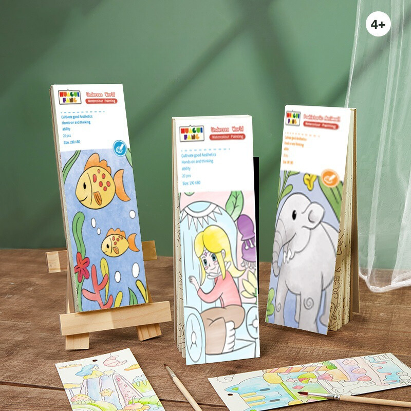 Set 20 Tranh tô màu cho bé, kèm màu nước và cọ vẽ tranh, Tranh tô màu nước