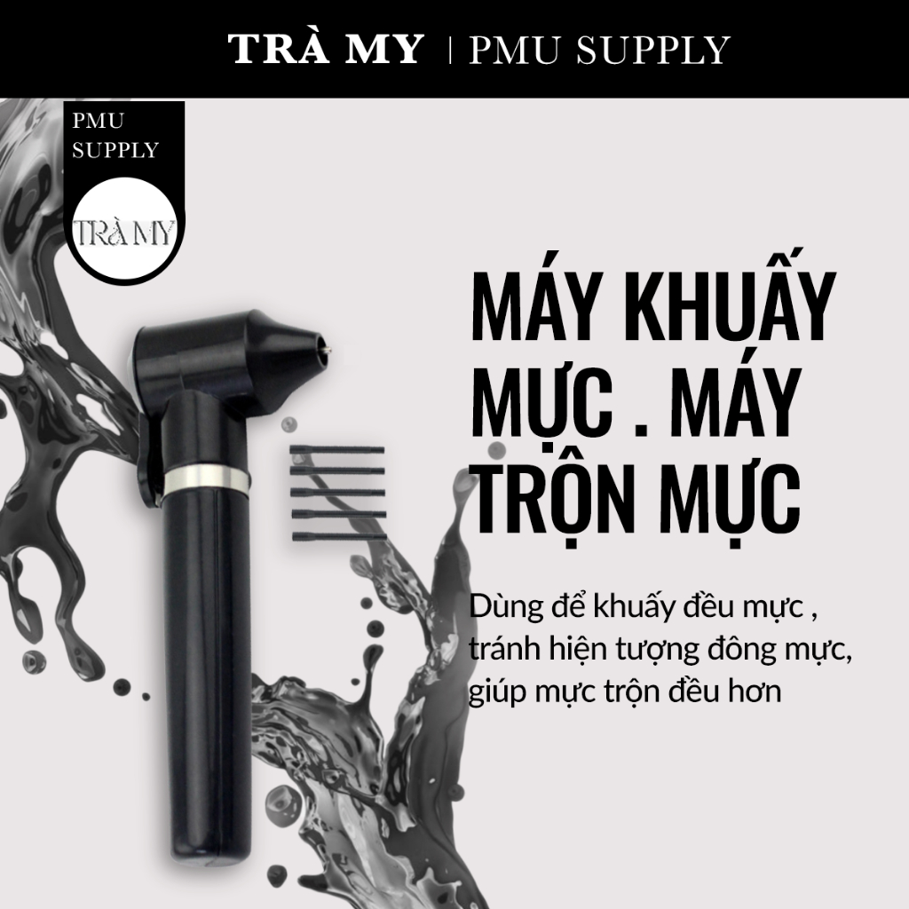 Máy Trộn Mực Máy Đánh Mix Mực Phun Xăm Kèm 5 Đầu Khuấy ( Tặng Kèm Pin )