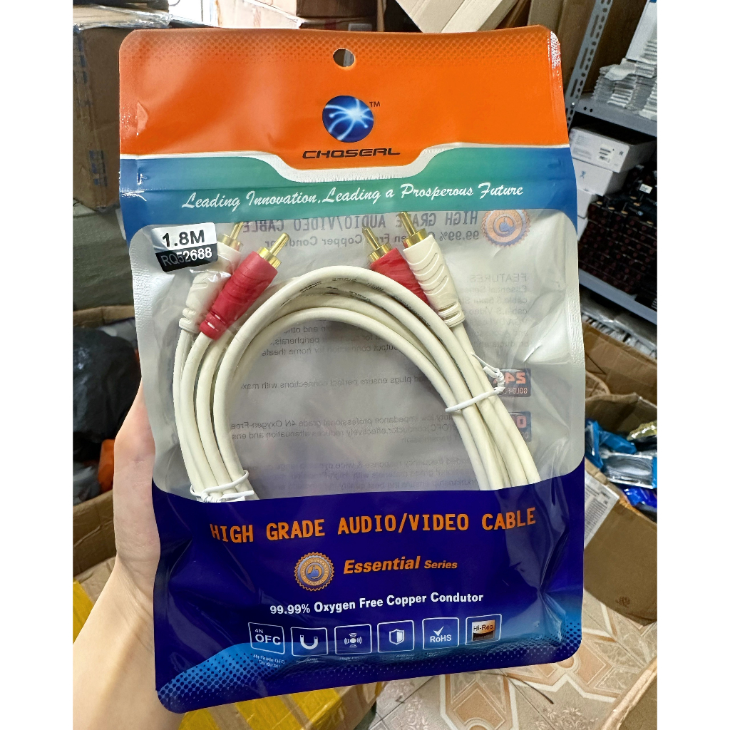 Dây Cáp AV 2 Ra 2 Choseal Dài 1M/ 1,8M/ 3M/ 5M/ 10M. Hàng Chính Hãng Mới 100%