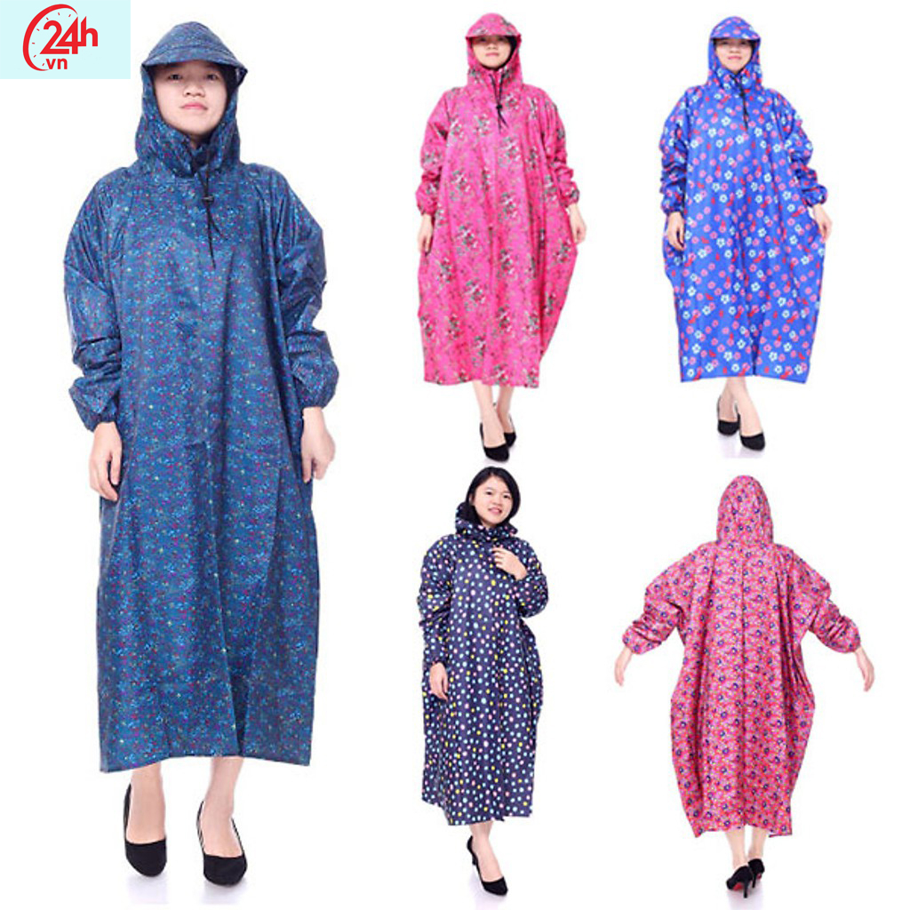Áo Mưa Bít Vải Dù Hoa, Sọc Caro Không Thấm Nước  - hàng cao cấp