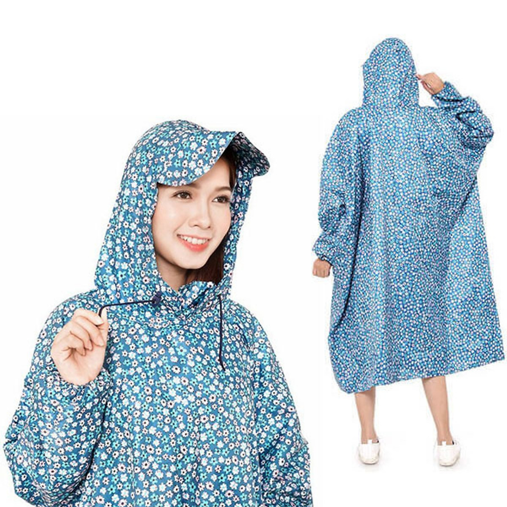 Áo Mưa Bít Vải Dù Hoa, Sọc Caro Không Thấm Nước  - hàng cao cấp