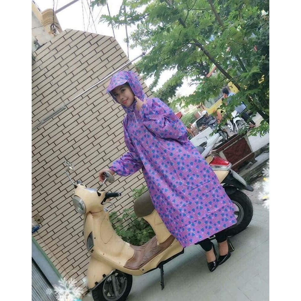 Áo Mưa Bít Vải Dù Hoa, Sọc Caro Không Thấm Nước  - hàng cao cấp