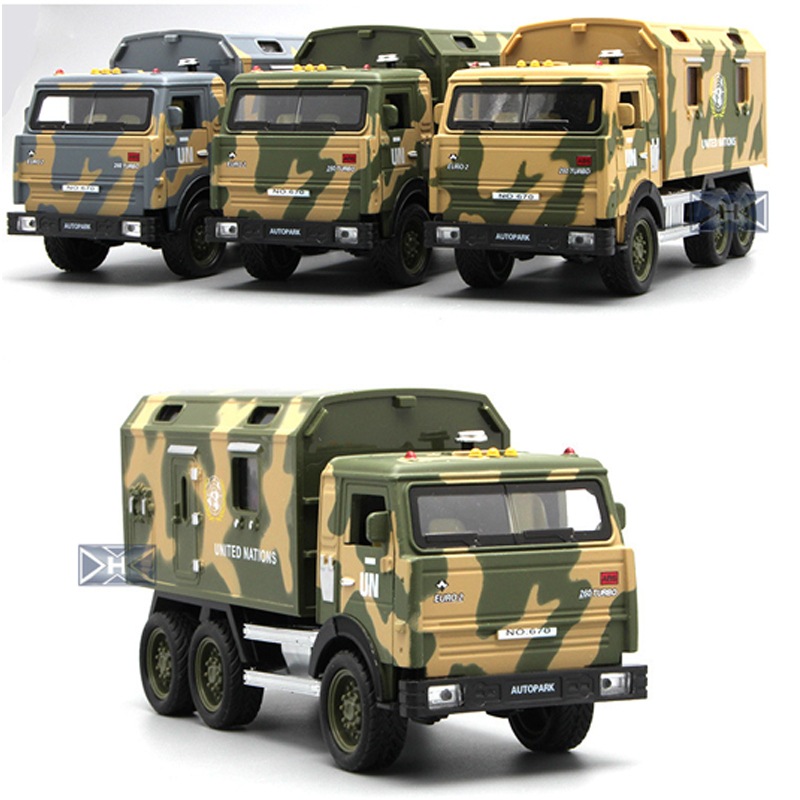 Đồ chơi mô hình xe vận tải quân sự KAMAS KAVY chất liệu hợp kim có nhạc và đèn, chạy cót
