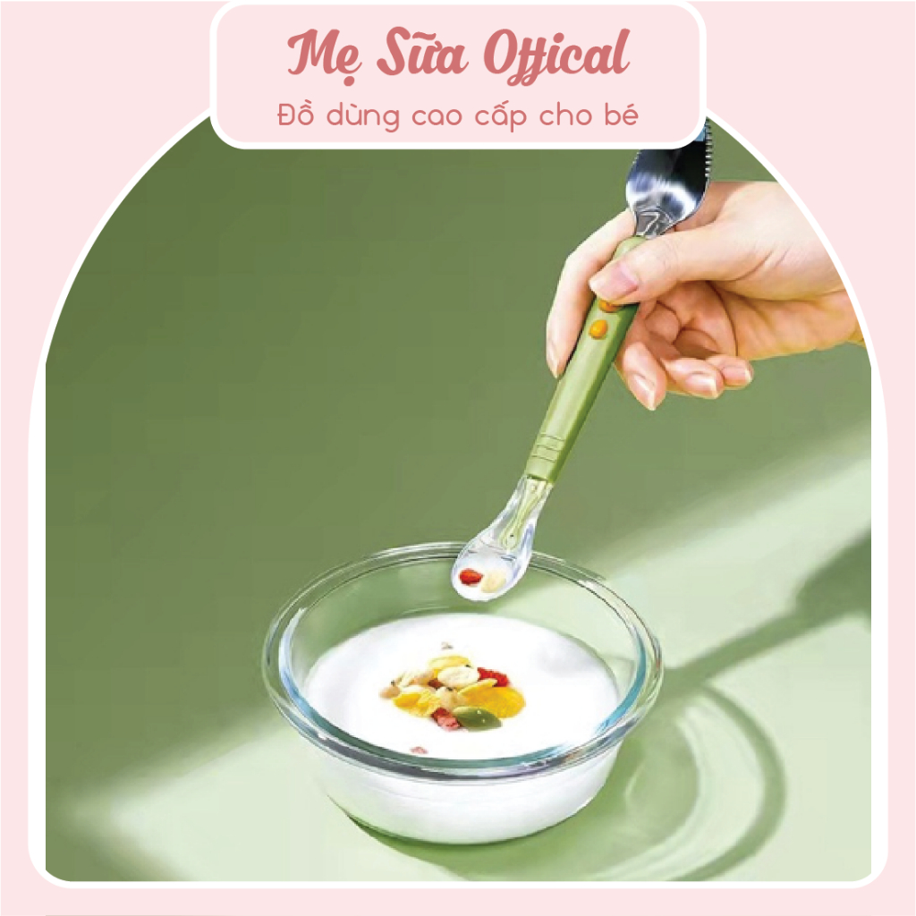 Thìa Nạo Hoa Quả 2 Đầu Cho Bé Ăn Dặm Có Kèm Hộp Đựng, Chất Liệu An Toàn, Thìa Nạo Trái Cây 2 Đầu