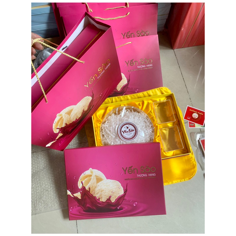 ⚡️ BỘ HỘP QUÀ HOA MAI ĐỰNG 100g YẾN SÀO CAO CẤP⚡HỘP HOA MAI 🌼 + 2 NGĂN Đ.ĐƯỜNG