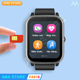Đồng hồ thông minh gắn sim định vị gps, wifi gọi video call model ama watch fa91s