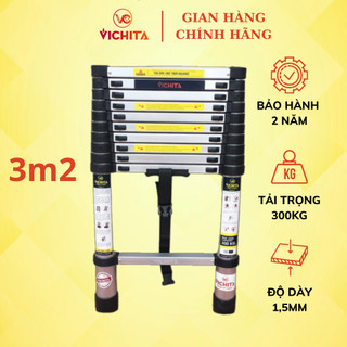 Thang Nhôm Rút Đơn VICHITA 3.2M - Tặng 2 Chốt Thang - Bảo Hành 2 Năm - Rút Gọn Tiện Lợi