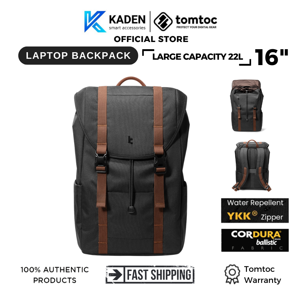 Balo Tomtoc Flap Laptop (Usa) Backpack For 13-16 Inch Macbook Laptop, Large Capacity 22L - TA1-Hàng Chính Hãng