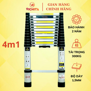 Thang Nhôm Rút Đơn VICHITA 4.1M - Tặng 2 Chốt Thang - Bảo Hành 2 Năm - Rút Gọn Tiện Lợi