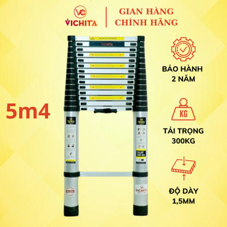 Thang nhôm rút đơn vichita 5.4m - tặng 2 chốt thang - bảo hành 2 năm - rút gọn tiện lợi