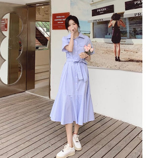 Đầm đuôi cá thắt eo sọc caro xanh Hàn Quốc