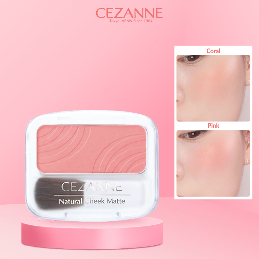 Phấn má hồng Cezanne Natural Cheek N Matte Nhật Bản màu tự nhiên mềm mịn lâu trôi 4g