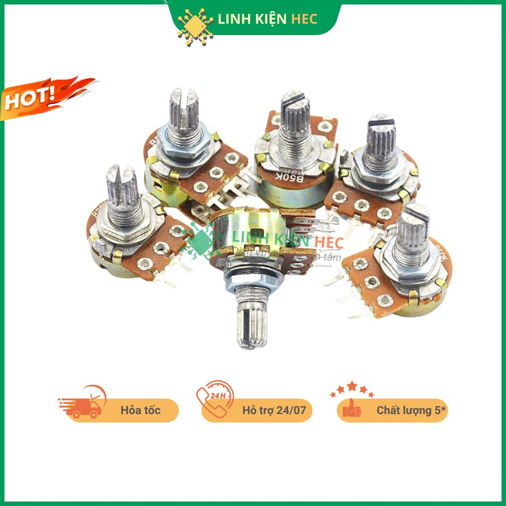 Chiết Áp Biến Trở Đơn WH148 15mm B1K B2K B5K B10K B20K B25K B50K B100K B500K B1M linh kiện hec