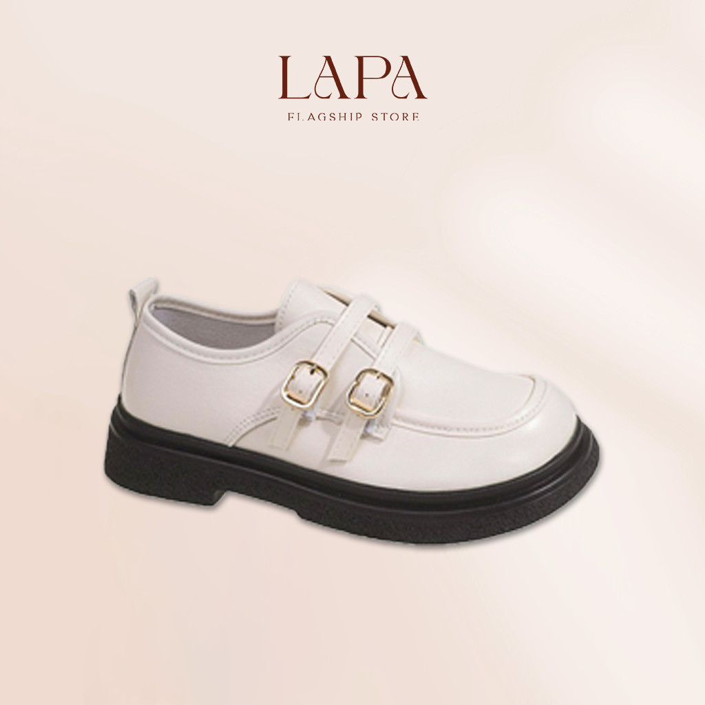 Giày lười da cao cấp, giày oxford nữ mũi tròn LAPA đế cao 3cm - LP091