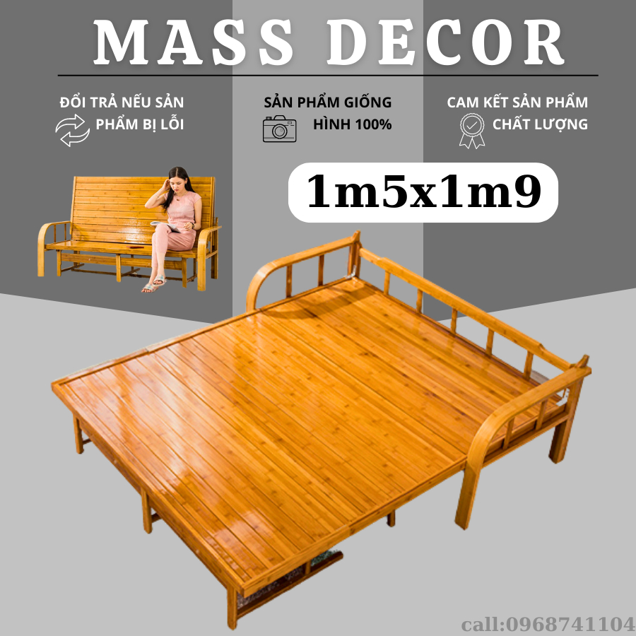 Ghế Giường Sofa Tre Gấp Gọn Đa Năng, Tích Hợp 2 Tính Nắng Vừa Làm Giường Vừa Làm Ghế, Nội Thất Phòng Khách KT: 1m5x1m9