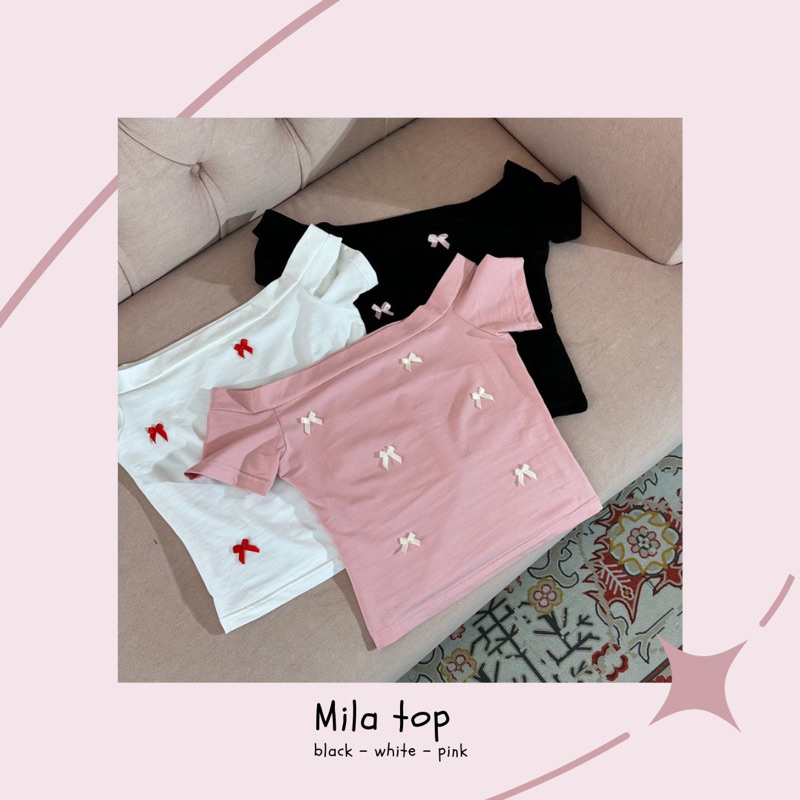 Áo Trễ Vai Đính Nơ | Mila Top - Esmeé