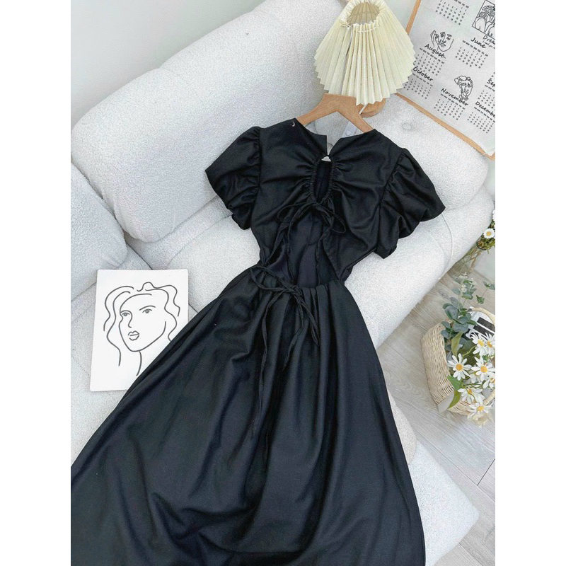 Đẫm linen tay phồng hở lưng