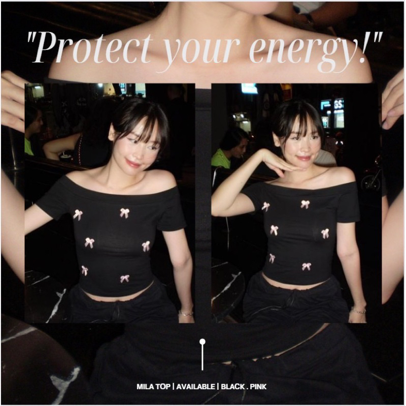 Áo Trễ Vai Đính Nơ | Mila Top - Esmeé