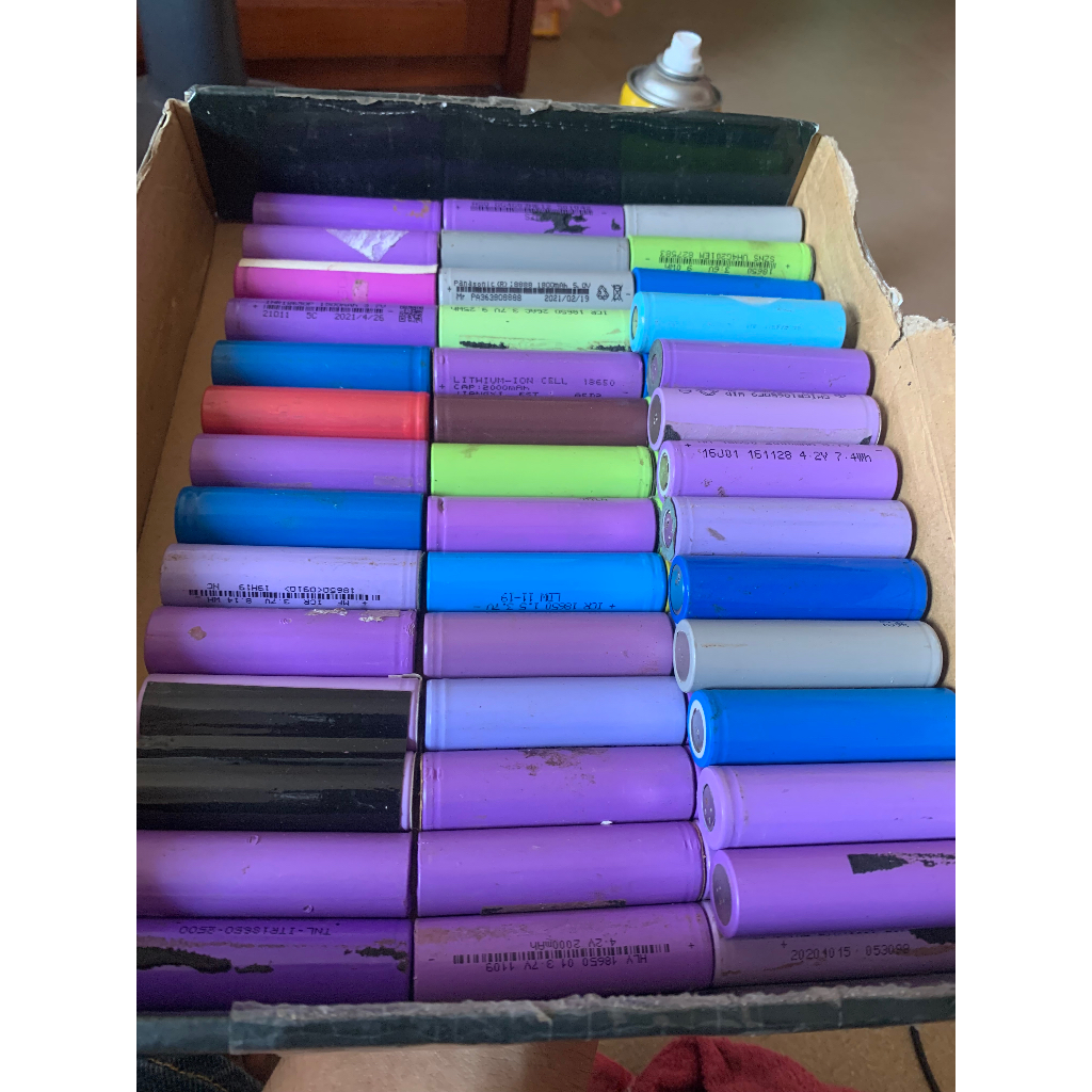 Combo 10 cell pin 18650 cũ Li-on 3,7v thích hợp đèn chiếu sáng,sạc dự phòng