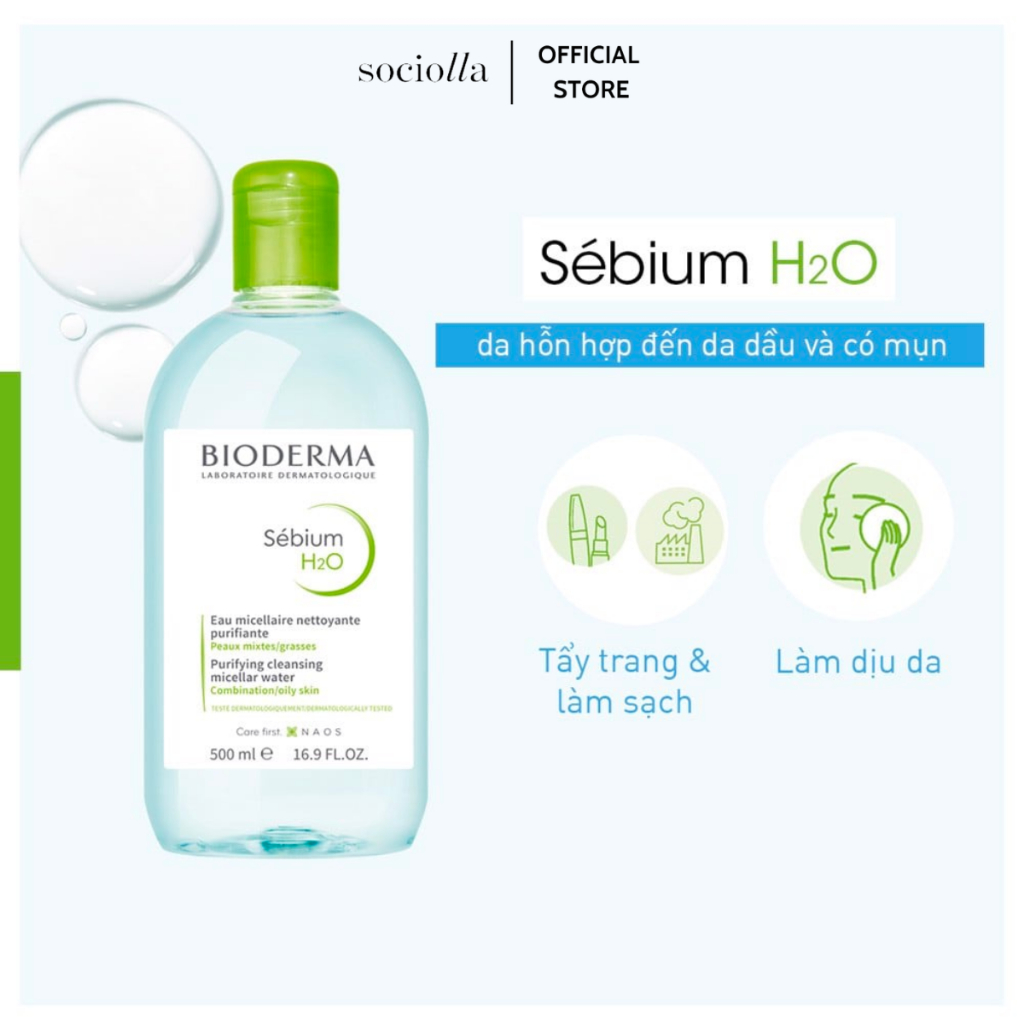 Nước Tẩy Trang Dành Cho Da Dầu Và Da Hỗn Hợp Bioderma Sebium H2O