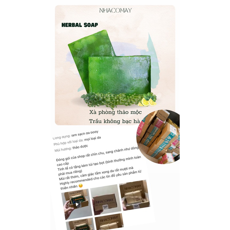 Xà phòng thảo dược Nhà cô Mây - Giảm mụn, mờ thâm, làm sạch da