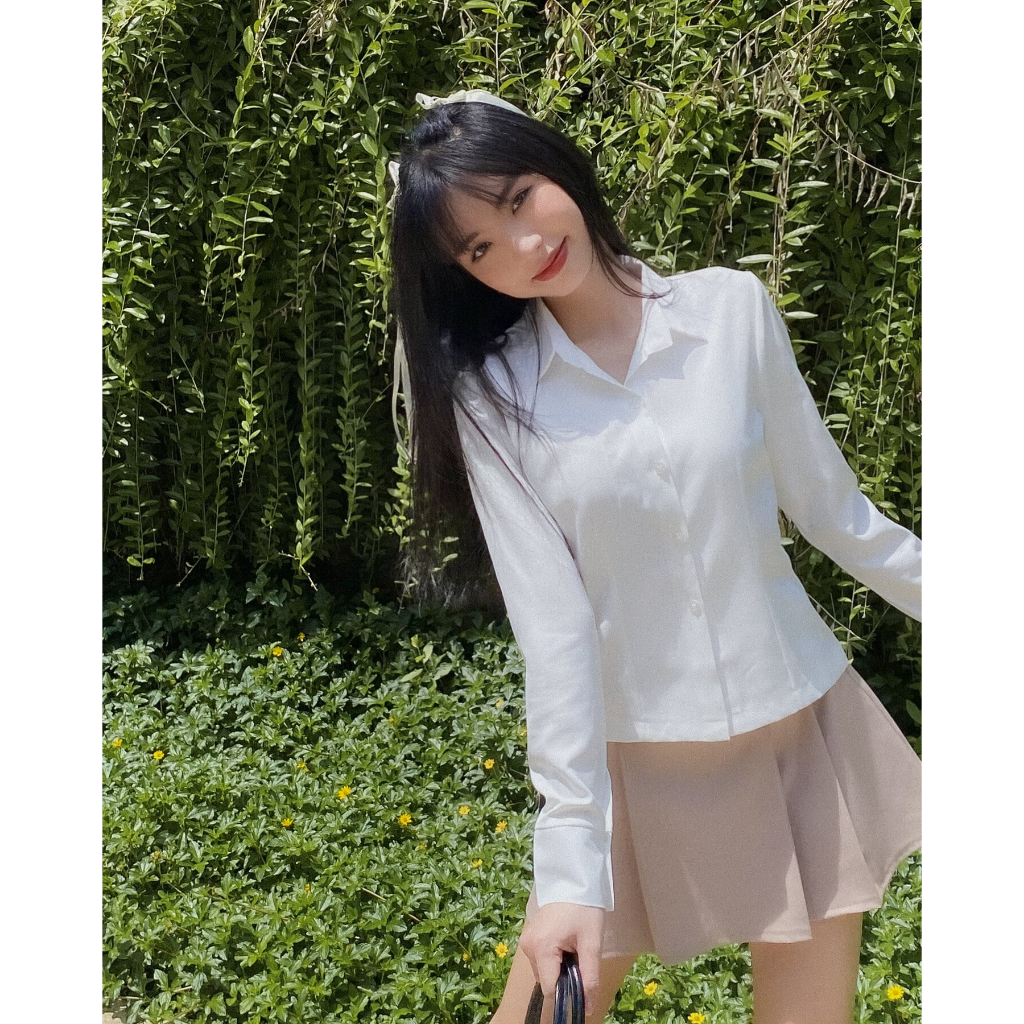 DALLA Áo sơ mi phom ôm basic tay dài